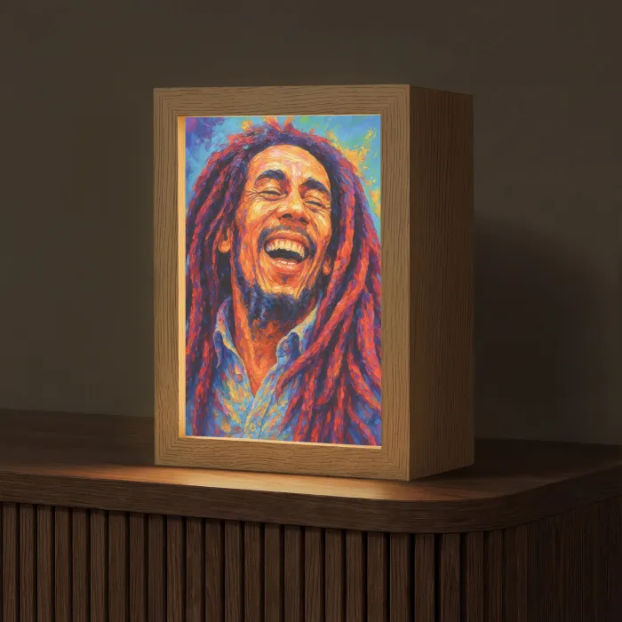 Regenboogkleuren - Man - schilderij Light Box met kabel (Tafellamp) klein -z3d_website