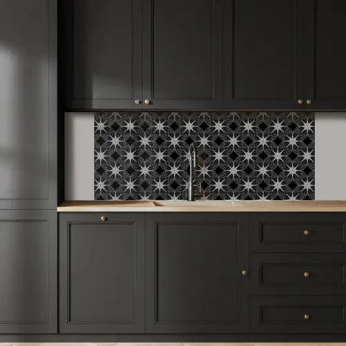 Kompas - Patronen - Zwart Wit keuken achterwand 2 middel 871 -sfeer1