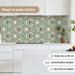 Retro - Honeycomb - Blauw - Bruin keuken achterwand 2 middel 871 -sfeer4_DE