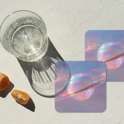 Planeet - Lucht - Wolken - Pasteltinten onderzetter kurk middel -sfeer4