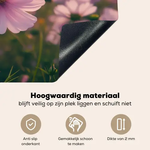 Bloemen - Paars - Wazig Inductie beschemer met haakjes klein -ky-onderkant-nl