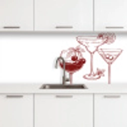 Glazen - Cocktails - Rood keuken achterwand 2 middel -3d