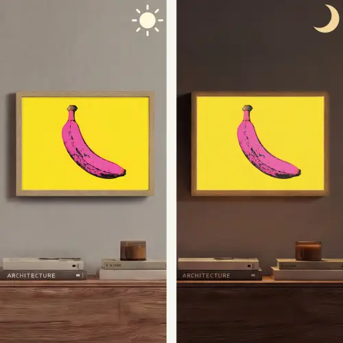 Banaan - Grafisch - Geel Light Box met batterij (Wandlamp) middel -sfeer3