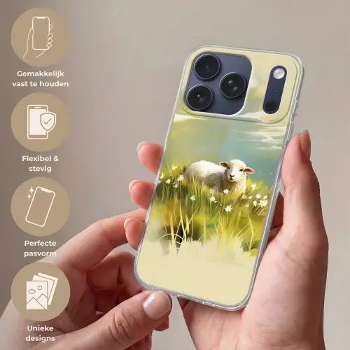 Schaap - Weide - Groen Telefoonhoesje iPhone 17 Pro klein -sfeer3_NL