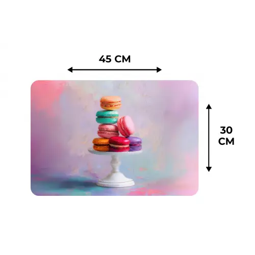 Macarons - Schaal - Pastel - Kleurrijk Placemat vinyl groot -specs