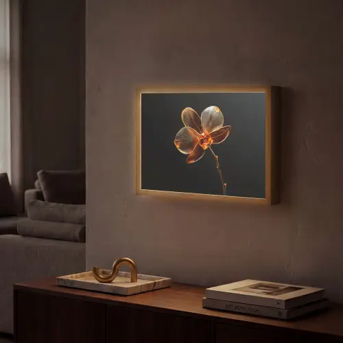 Orchidee - Doorzichtig - Bloem Light Box met batterij (Wandlamp) middel -sfeer1