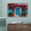 Deur - Hout - Bloemen - Blauw canvas 2cm klein -sfeer4