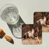 Paard - Bruin - Gras onderzetter kurk middel -sfeer4