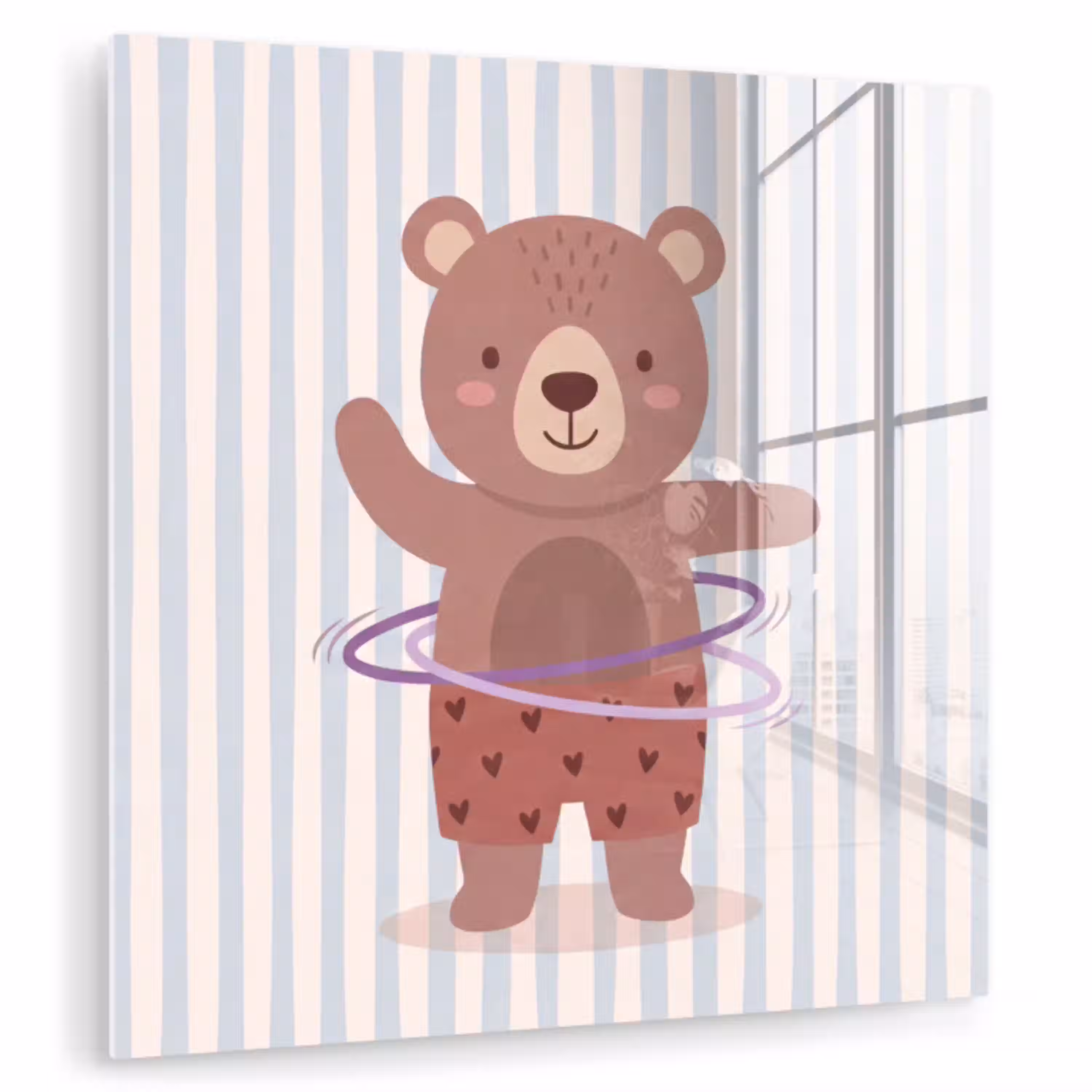 Beer - Hoepel - Kinderkamer - Illustratie - Bruin plexiglas 5mm klein -zzzproduct_nieuw