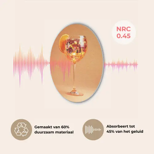 Drank - Oranje - Glitter - Disco Akoestische PET Vilt - Rond klein -USP_NL