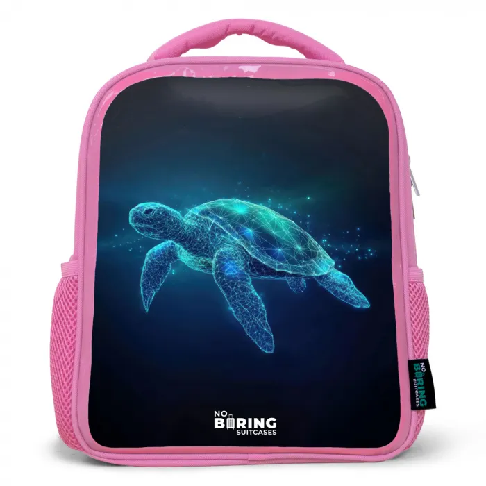 Lichtgevende schildpad in digitale oceaan Kinderrugzak - Roze middel -3d