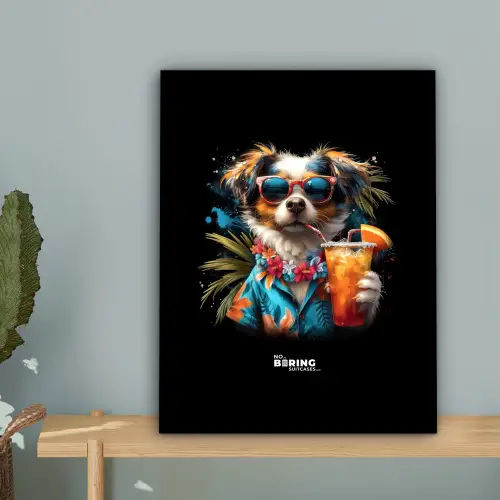 Hond in tropische sferen canvas 2cm klein -sfeer4