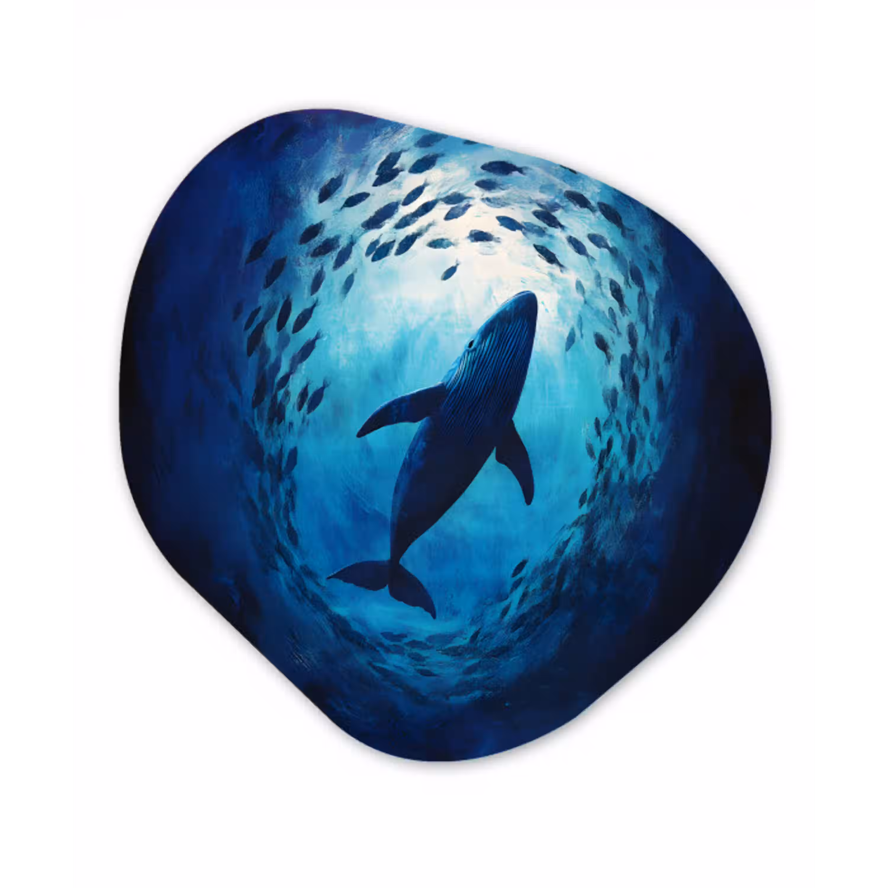 Walvis - Vissen - Donkerblauw Wandcirkel Organisch Plexiglas middel -3d