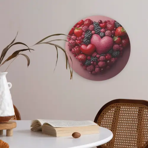 Fruit - Hartjes - Aardbeien - Frambozen - Bosbessen Akoestische PET Vilt - Rond klein -sfeer3