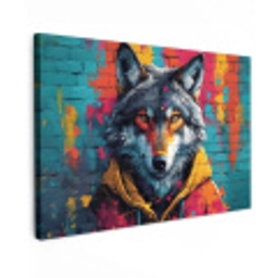 Graffiti - Wolf - Street art - Blauw canvas 2cm klein -z3d