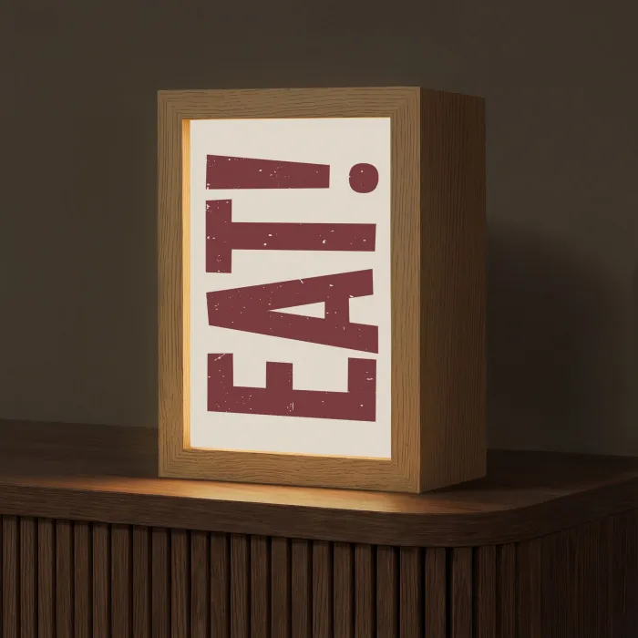 Red - Eten - Vintage - Decoratie Light Box met kabel (Tafellamp) klein -z3d_website