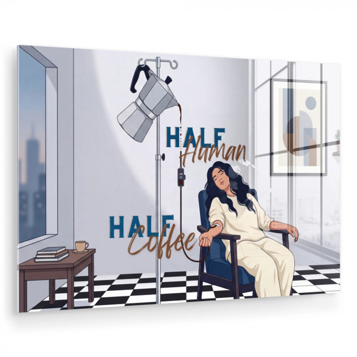 Half human, Half Coffee - Infuus - Koffie plexiglas 5mm klein -zzzproduct_nieuw