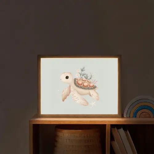 Zeeschildpad - Onderwaterwereld - Pastel Light Box met batterij (Wandlamp kind) middel -sfeer1_kind