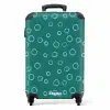 Lichtblauwe cirkels op donkergroene achtergrond NBS - Handbagage koffer - Kinderen Unisex middel -productfoto_recht