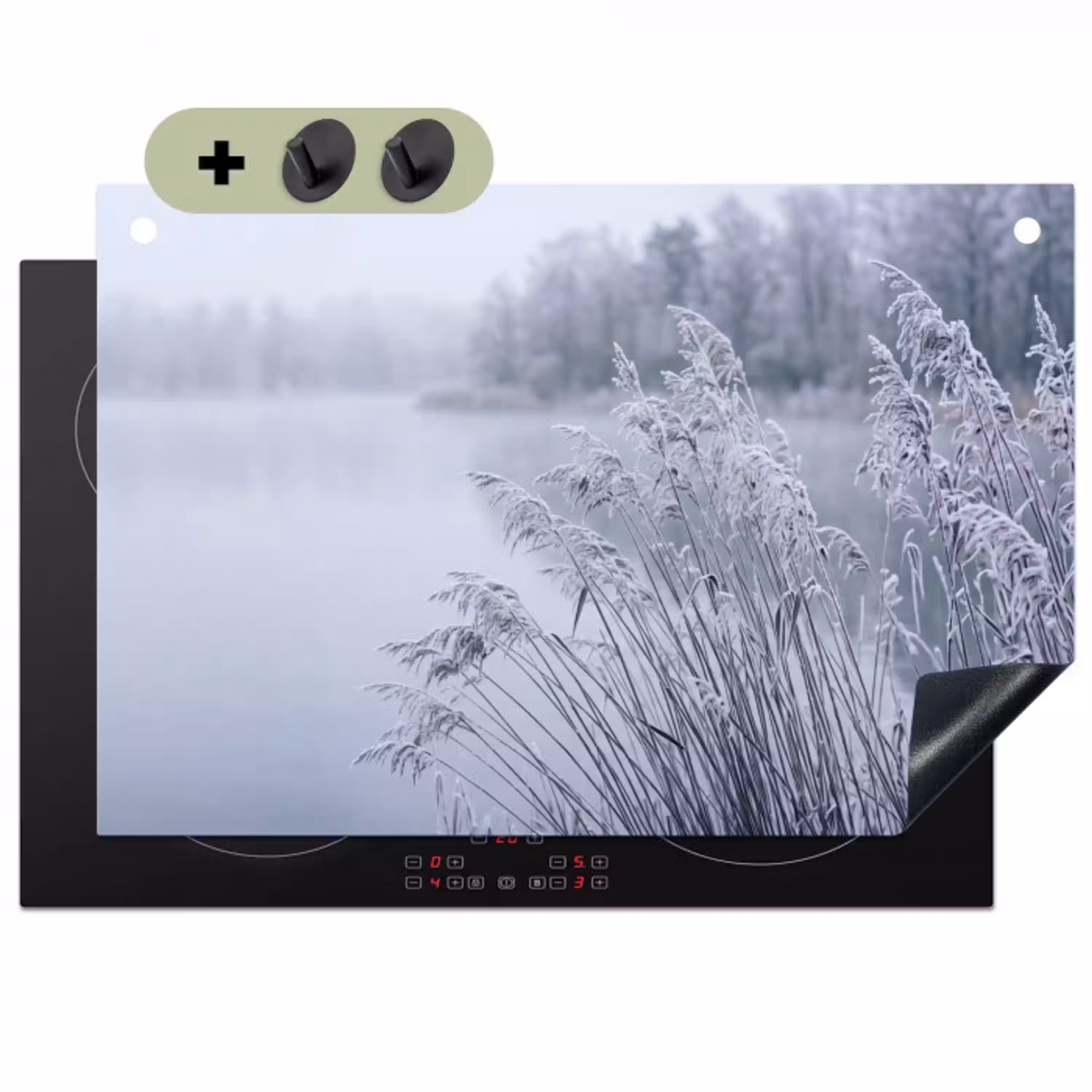 Riet - Bevroren - Winter - Natuur Inductie beschemer met haakjes klein -3d