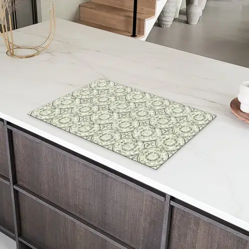 Krulornament - Tegel - Groen Inductie beschermer vinyl 3mm klein 276 -sfeer8