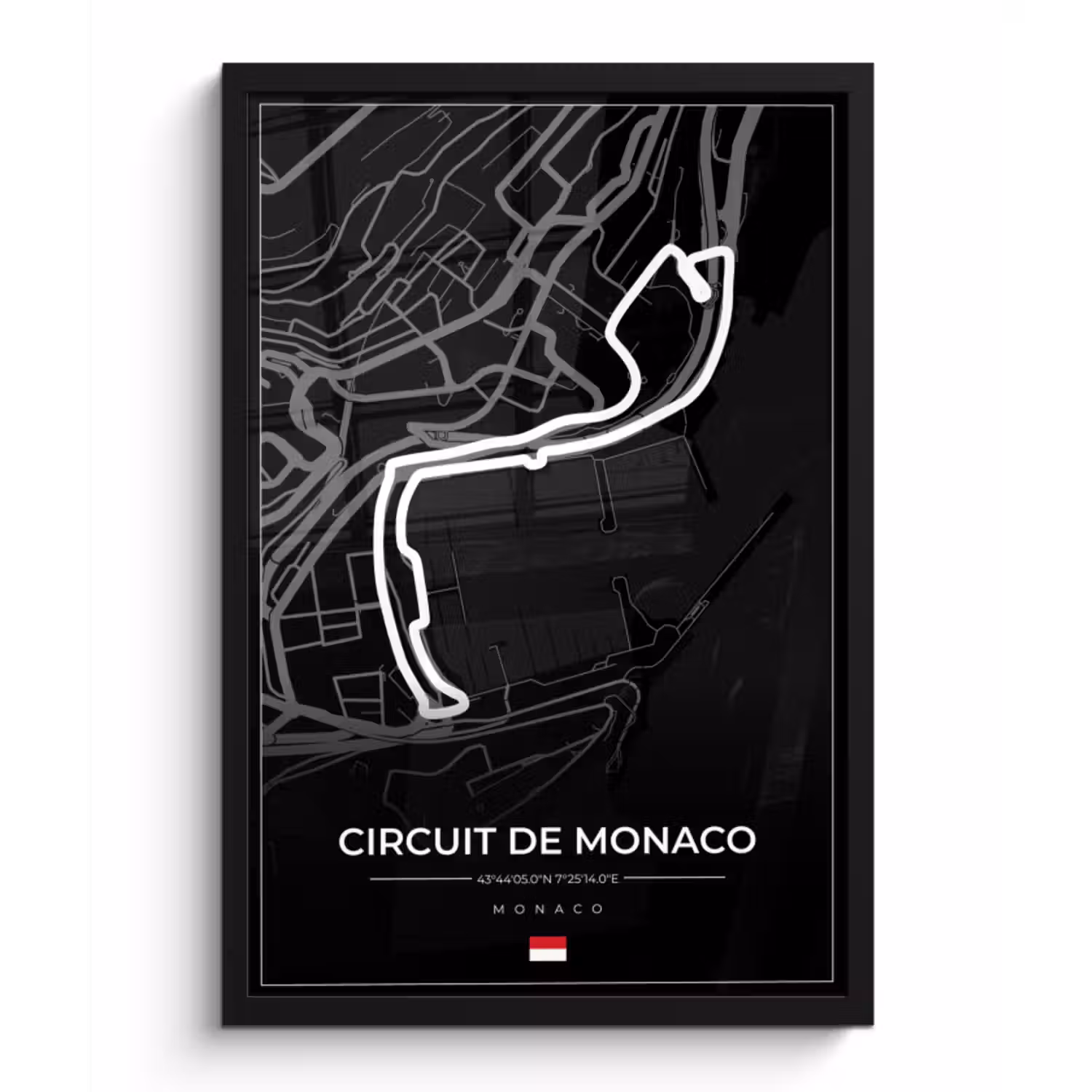 Poster met lijst - Monaco - Formule 1 - Circuit de Monaco - Racebaan - Circuit - Zwart