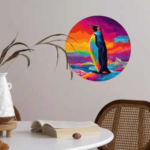Ijsschots - Pinguïn - Abstract - Lucht Wandcirkel behangsticker klein -sfeer3