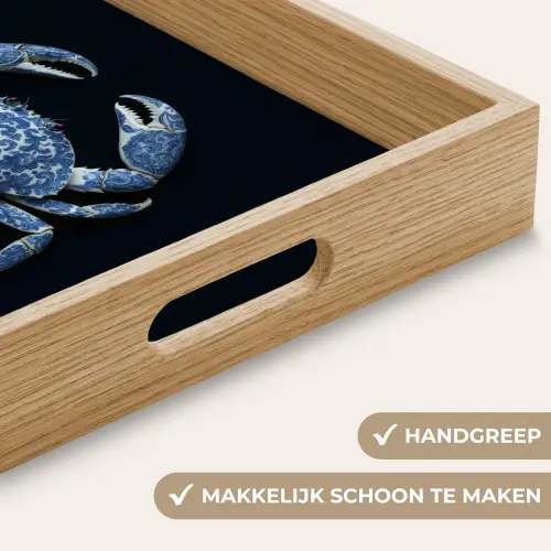 Krab - Delfts blauw - Dieren Dienblad Rechthoek middel -USP_HandgreepNL