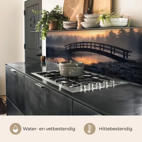 Brug - Mist - Bomen - Water keuken achterwand 2 middel -usp_NL