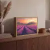 Lavendelveld - Zonsondergang - Paars Light Box met batterij (Wandlamp) middel -sfeer2