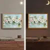 Bloesem - Bladeren - Lichtblauw Light Box met batterij (Wandlamp) middel -sfeer3