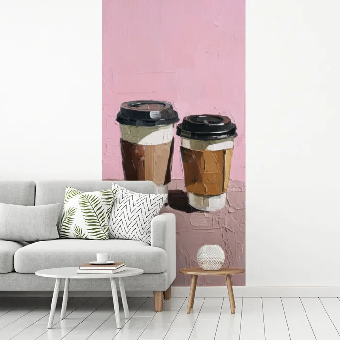 Koffiebekers - Deksel - Verf - Textuur fotobehang vinyl groot -woonkamer