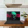 Schedel - Cyberpunk - Neon Rood keuken achterwand spatscherm klein -sfeer2