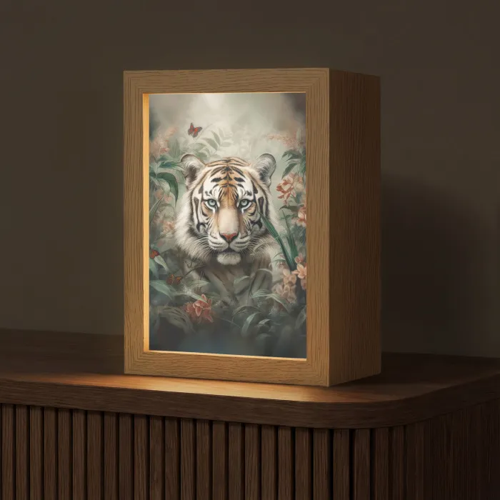 Tijger - Vlinders - Dieren - Jungle - Bloemen Light Box met kabel (Tafellamp) klein -z3d_website