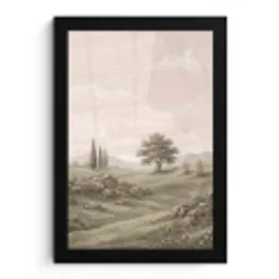 Heuvellandschap - Bomen - Natuur - Groen fotolijst zwart zonder passe partout klein -3d