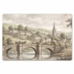 Dorp - Brug - Uitzicht - Groen Placemat vinyl groot -zzsfeer1_Kitchenyeah-website