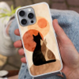 Katten - Zwart - Abstract - Cirkels Hoesje iPhone 16 Pro Max met koord klein -sfeer3