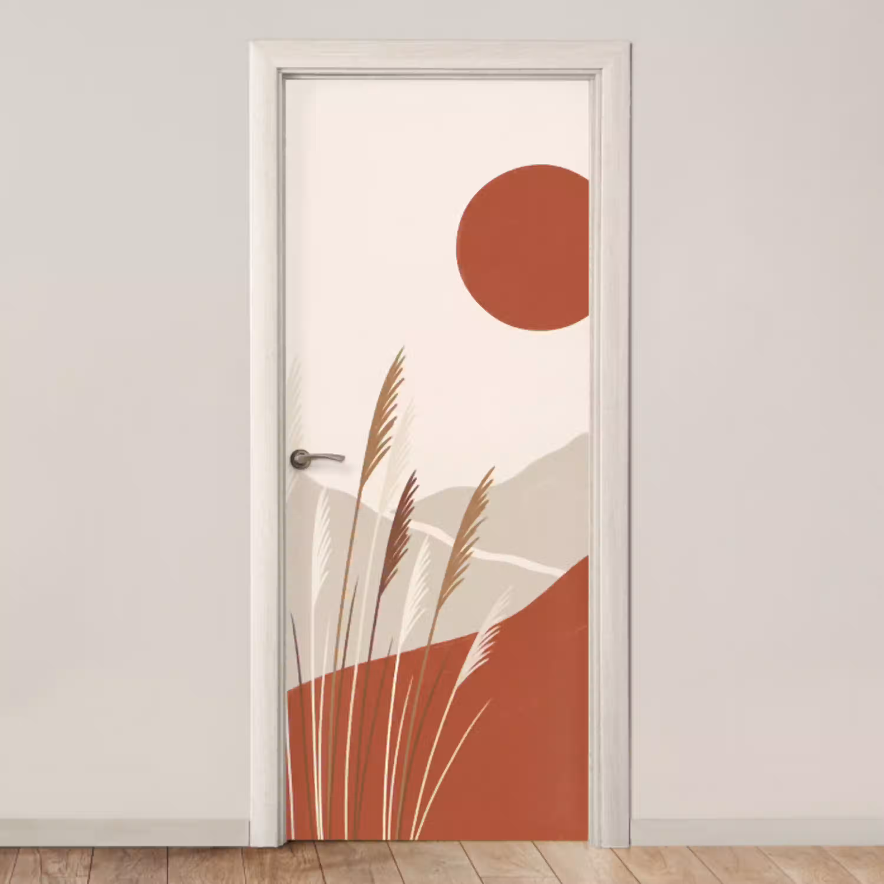 Gras - Landschap - Natuur - Abstract - Beige deurposter klein -3d_beige
