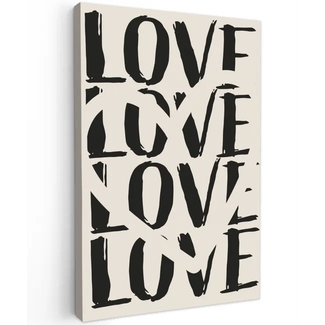 Love - Hart - Beige Tuinposter op houten frame 2 cm dik klein -3d