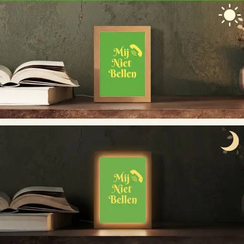 Mij niet bellen - Telefoon - Groen Light Box met kabel (Tafellamp) klein -sfeer3