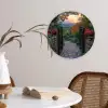 Landschap - Hek - Pad - Zonsondergang - Natuur Wandcirkel plexiglas klein -sfeer4