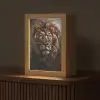 Leeuw - Dieren - Portret - Zwart - Luxe Light Box met kabel (Tafellamp) klein -z3d_website