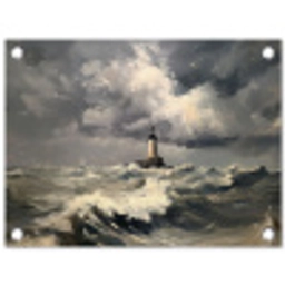 Vuurtoren - Golven - Storm tuinposter los doek klein -3d