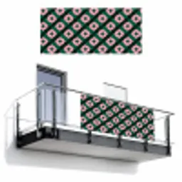 Groen - Roze - Retro - Sterren Balkonbeschermer Duitsland klein 596 -3d