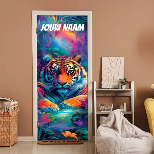 antasie dierillustratie met levendige kleuren deurposter klein -sfeer1
