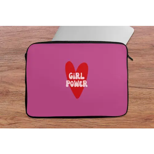 Girl power - Hart - Roze - Rood laptophoes neopreen klein -tafel