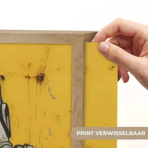 Street art - Meisje - Geel - Banksy Style Light Box met batterij (Wandlamp) middel -USP_websiteprintNL