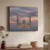 Zonsondergang - Moskee - Wolken - Islamitisch Textielframe zwart klein -sfeer3