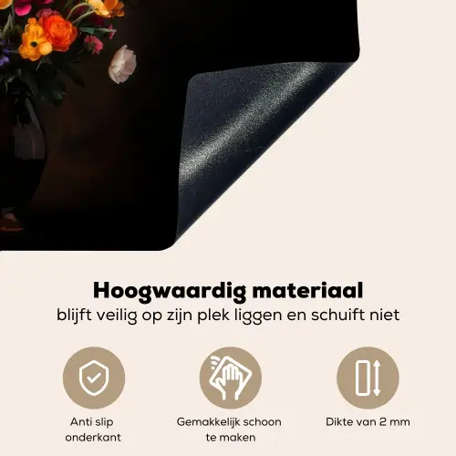 Kleurrijk - Boeket - Vaas - Donkerbruin Inductie beschemer met haakjes klein -ky-onderkant-nl