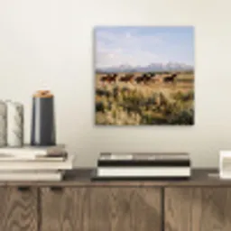 Paarden - Kudde - Bergen - Vrijheid - Wild aluminium wit klein -sfeer1